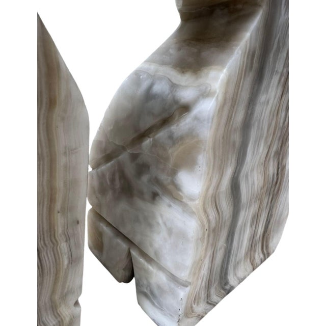 Vintage Carved Onyx Brutalist Large Sculptures With Facial Expressions For Sale - Image 10 of 14