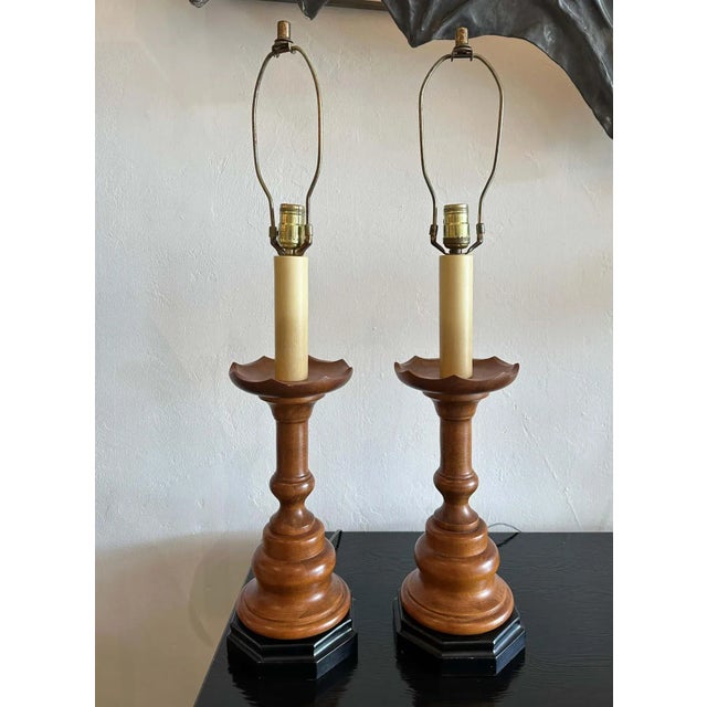 Turned Wood Lamps with Chess Pawn Design - A Pair For Sale - Image 9 of 10