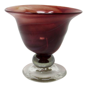 Rust Red & Clear Pedestal Decorative Bowl