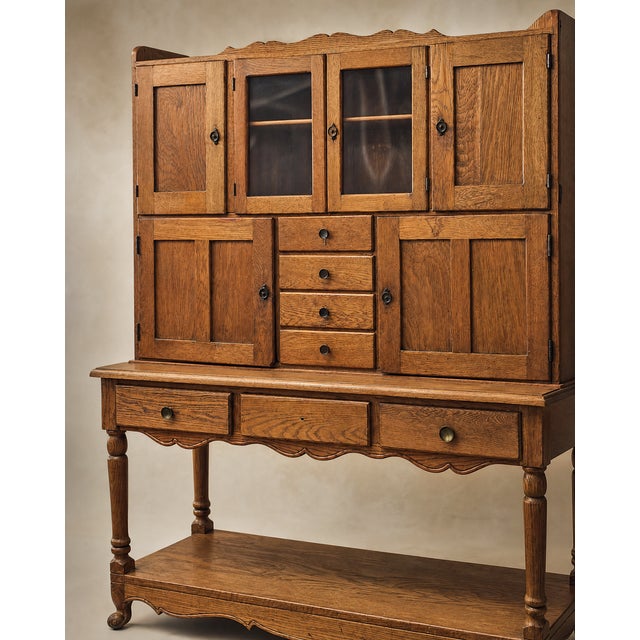 Antique Oak Hoosier Cabinet With Flour Bin & Original Hardware For Sale - Image 4 of 7