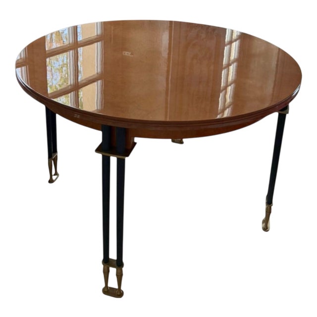 Vintage French Round Lacewood Salon Table by Jean-Rémy Couradette, 2001 For Sale