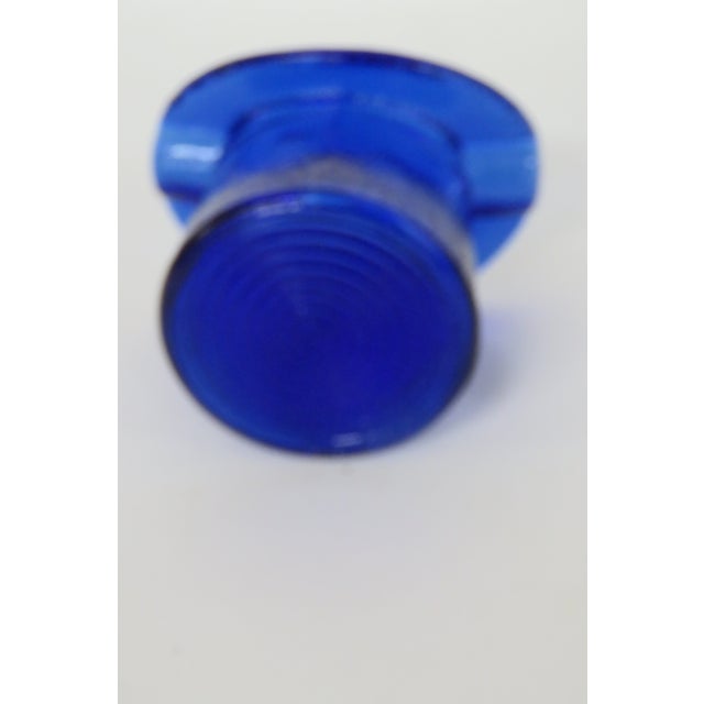 Mid 20th Century Cobalt Blue Frosted Glass Top Hat Toothpick Holder Ash Tray 4576b For Sale - Image 5 of 10