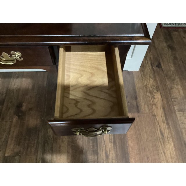Vintage Mahogany Solid Wood Chippendale Style Executive Desk Excellent For Sale - Image 10 of 12