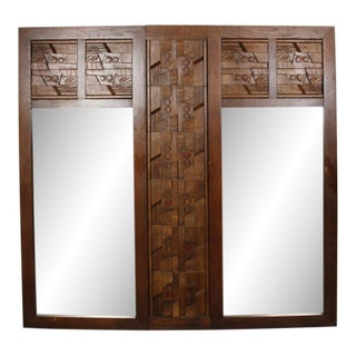Mosaic Design Mid-Century Wall Mirror For Sale