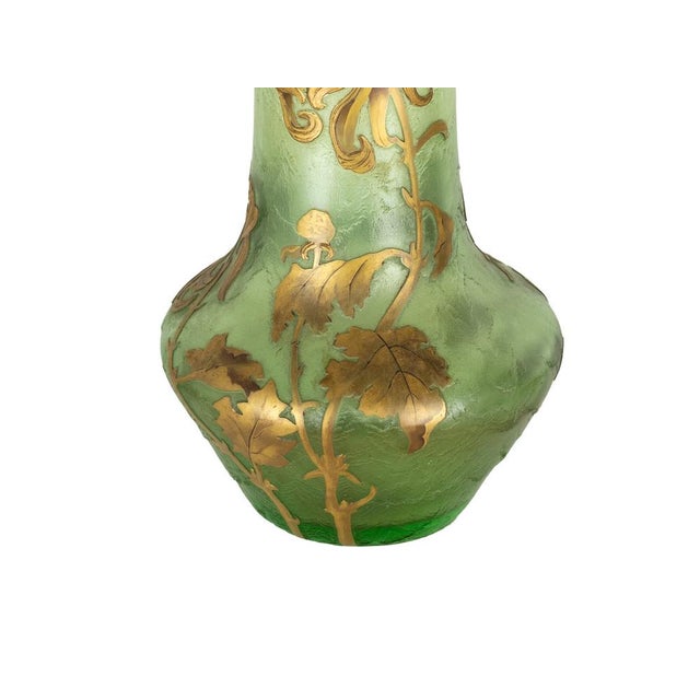 Art Nouveau Green Glass Vase by Mont Joye, France, 1890s For Sale - Image 5 of 9