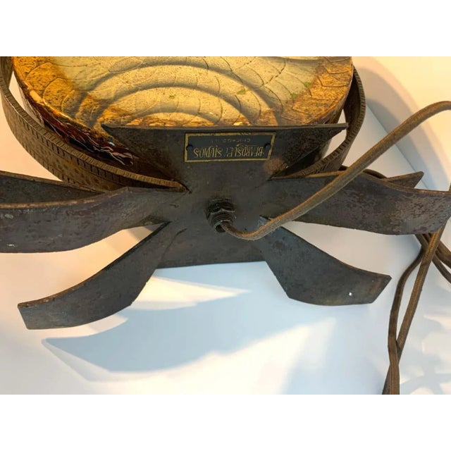 Early 20th Century Art Deco Polychromed Lacquered & Iron Lamp, Labelled Beardsley Studios For Sale In Greensboro - Image 6 of 9
