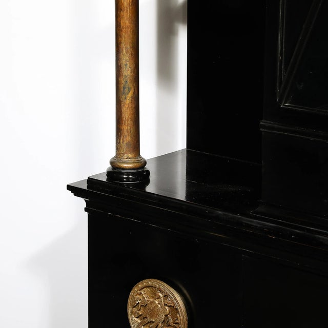 Rare James Mont Cabinet in Black Lacquer W/ Gilt Carved Handles For Sale - Image 9 of 12