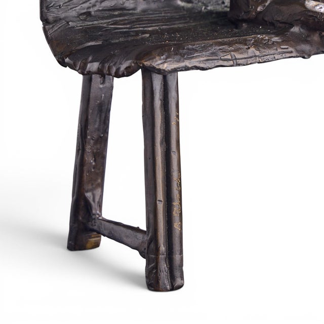 Ruth Bloch Signed Couple on Bench Bronze Israeli Sculpture For Sale - Image 10 of 10