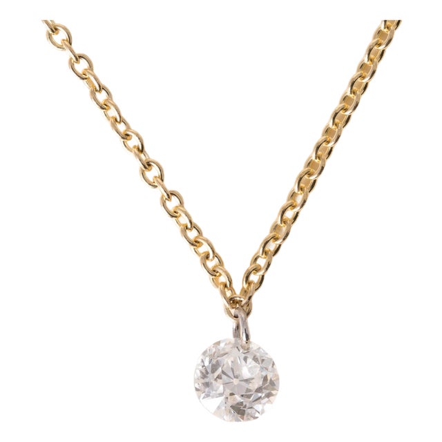 18k Yg 0.45ct Old European Cut Pierced Diamond Necklace For Sale