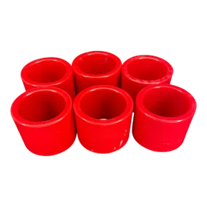 1990s Red Plastic Napkin Rings- Set of 6