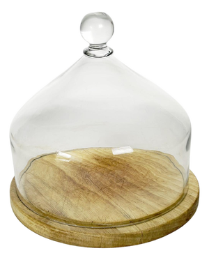 Glass and Wood Cake Dome, France, 1960s