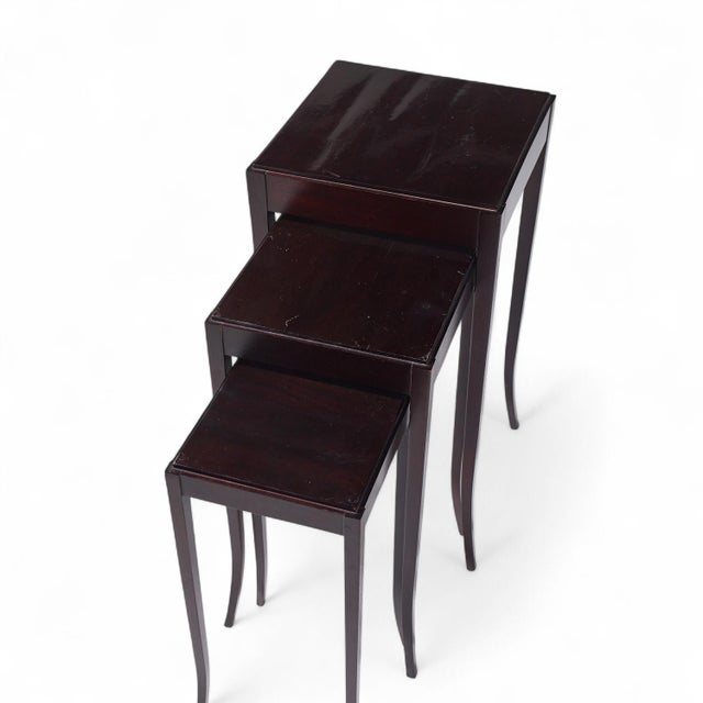 Barbara Barry for Baker Mahogany Nesting Tables - Set of 3 For Sale - Image 9 of 10
