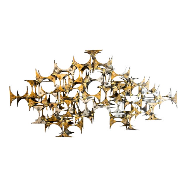 1970s Brutalist Openwork Geometric Welded Wall Sculpture by Marc Weinstein For Sale