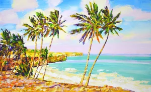 "Palms. Ocean 33." Original Contemporary Painting by Iryna Kastsova