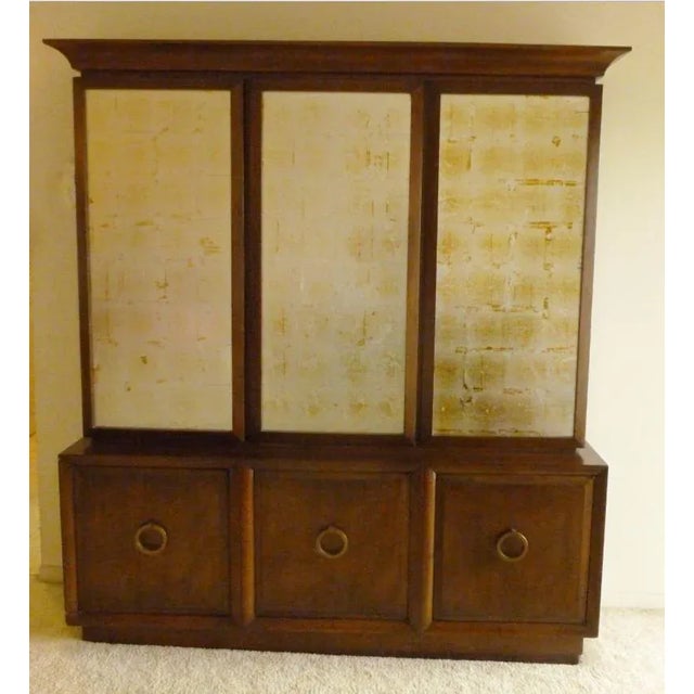 Glass 1940s Vintage Widdicomb Robsjohn Gibbings Eglomise Mirrored Breakfront For Sale - Image 7 of 8