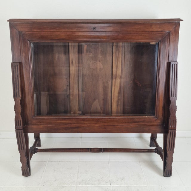 Brown 19th Century Mahogany Cartographic Display Cabinet with Drop-Front Viewing Table For Sale - Image 8 of 18