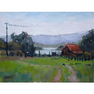 Modern Farmlands — Birds on a Wire Oil Painting For Sale