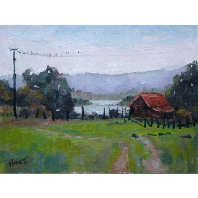 Modern Farmlands — Birds on a Wire Oil Painting For Sale