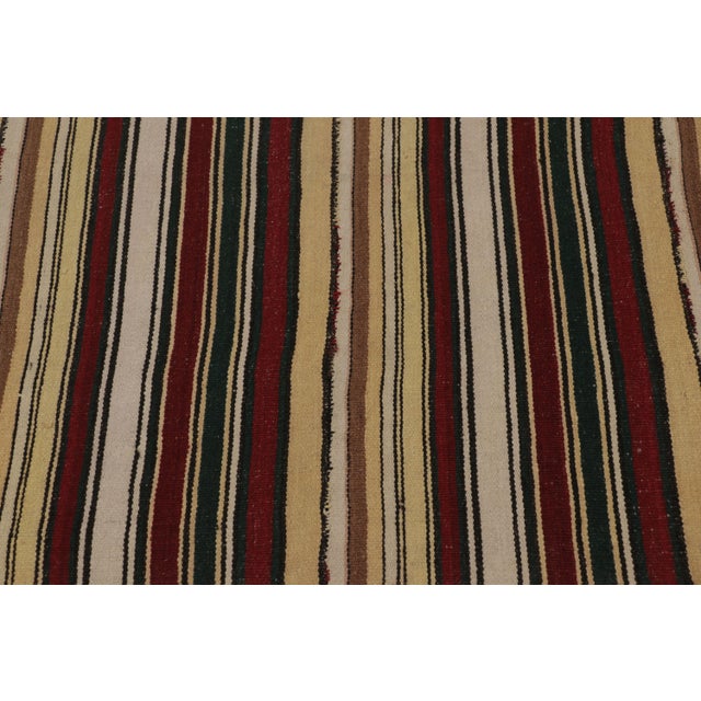 1950s Vintage Persian Kilim, Cream Yellow and Burgundy Stripes - Rug & Kilim For Sale - Image 5 of 8