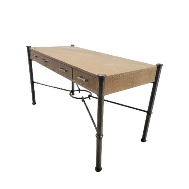 Wood Vintage Jay Spectre for Century Mid Century Modern 3 Drawer Blond Desk For Sale - Image 7 of 16