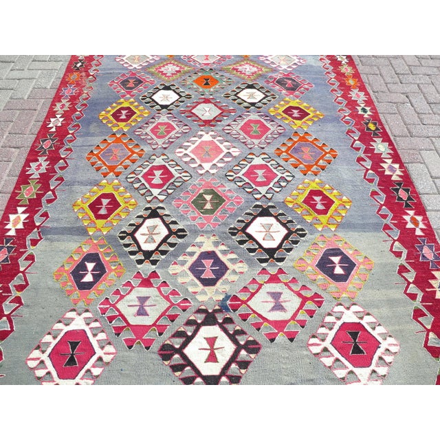 Mid-Century Modern Vintage Turkish Handmade Aesthetic Area Boho Kilim Rugs For Sale - Image 3 of 11