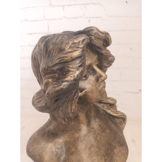 Vintage Art Nouveau Bust of Young Woman, 1960 For Sale - Image 14 of 17