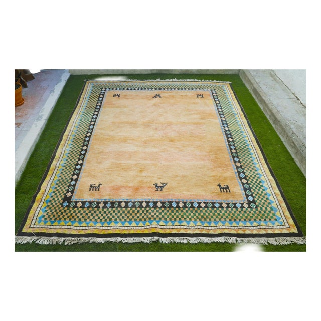Large Gabbeh Rug in Hand Knotted Wool, 1990s For Sale