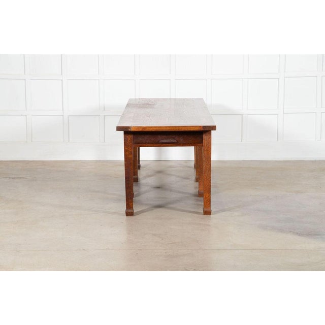 Brown English Monumental Oak Library Table, 1930s For Sale - Image 8 of 16