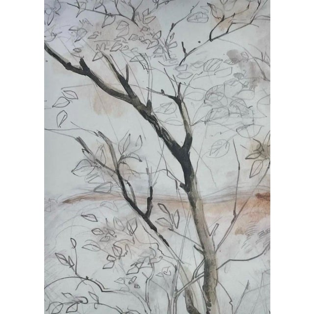 Vintage Original Wood Framed and Signed Deer and Tree Artwork. For Sale - Image 9 of 10