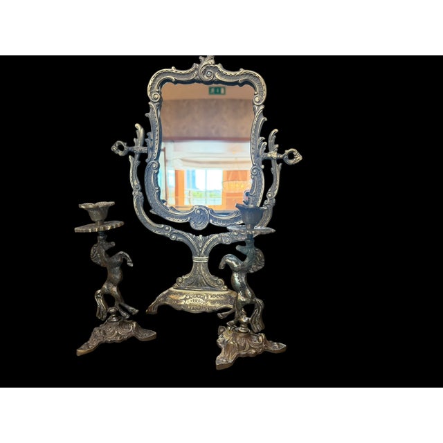 Handmade Brass Horse Mirror Set For Sale - Image 13 of 18