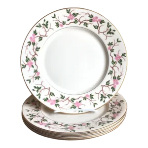 Mid 20th Century Vintage Franciscan China Woodside Pattern Cherry Blossom Salad Plates - Set of 5