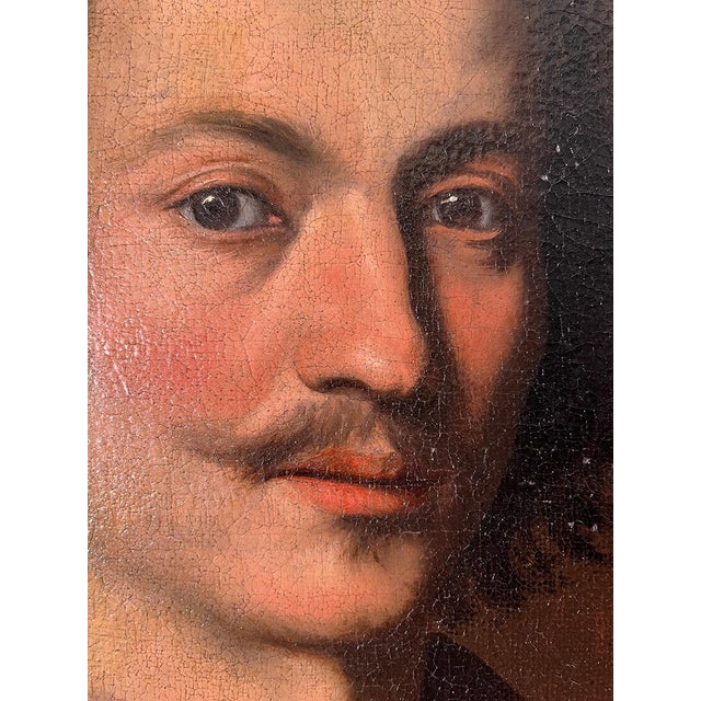 Bernardo Strozzi, Portrait of a Man with White Collar, Oil on Canvas, 17th Century, Framed For Sale - Image 5 of 14