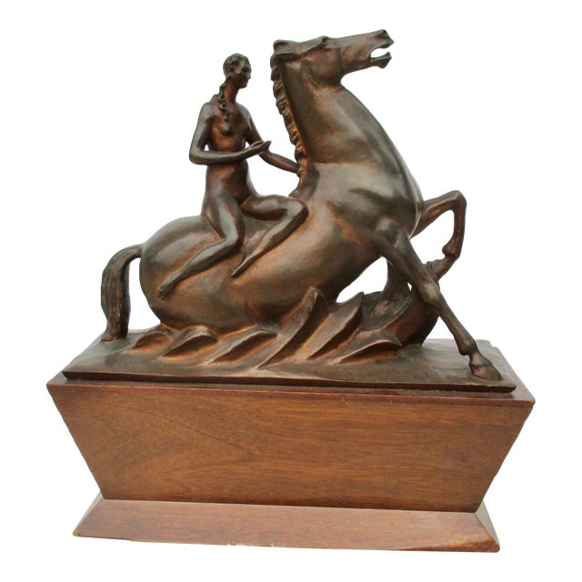 Maiden on Sea Horse" Dated 1925 by Karl Wahl For Sale