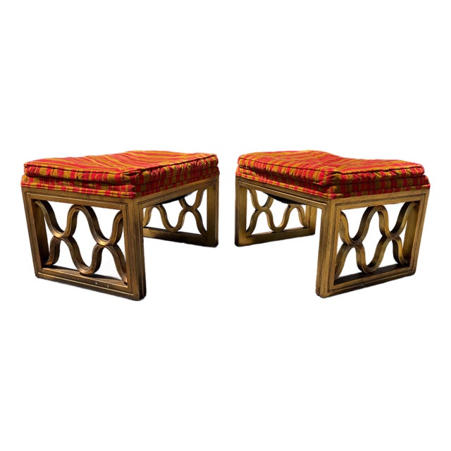 Fabulous Pair of Drexel Ottomans, Stools, Hollywood Regency, Mid Century Modern For Sale