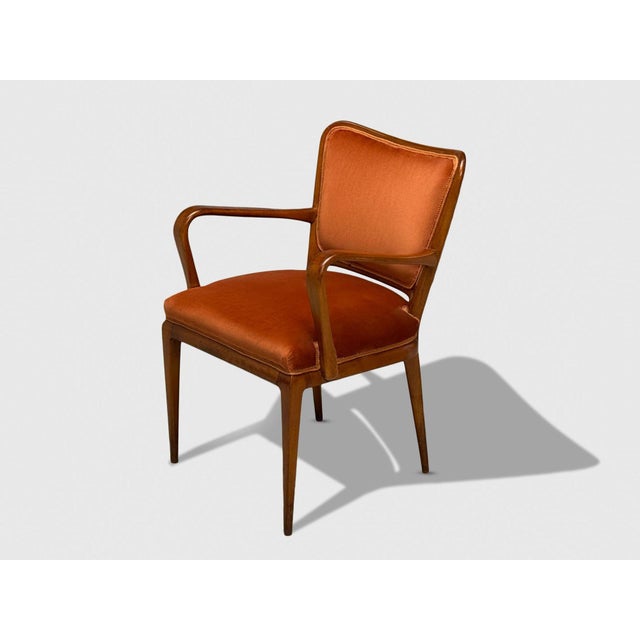 Osvaldo Borsani, Italian Modern, Cherrywood, Velvet, Armchair, Italy, 1950s For Sale - Image 4 of 10