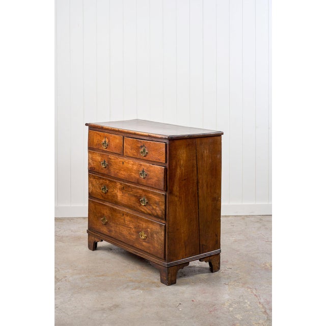 19th Century Oak Two Over Three Chest With Chippendale Pulls For Sale - Image 4 of 12