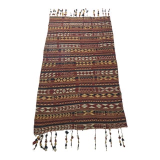 Vintage Moroccan Hanbel Flat Weave Wool Rug, 6'5" X 8'9", Mid-Century Berber Textile For Sale