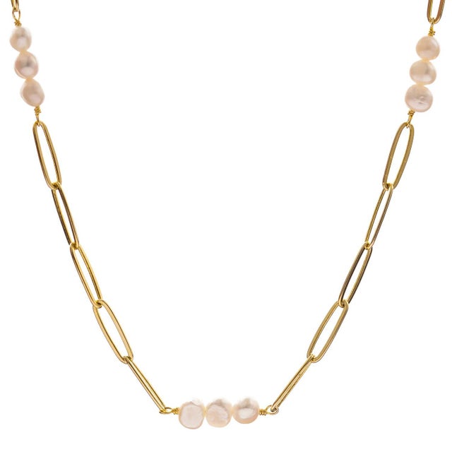 Metal Eternal Pearl Harmony Choker Gold Necklace For Sale - Image 7 of 10