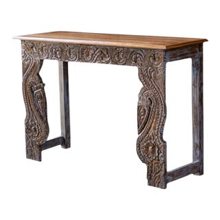1920s Indian Console Table Made From Antique Architectural Elements, Rustic Furniture 49 For Sale