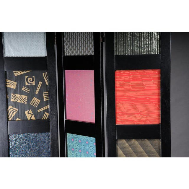 Multi-Colored Ebonized Room Divider For Sale - Image 15 of 18