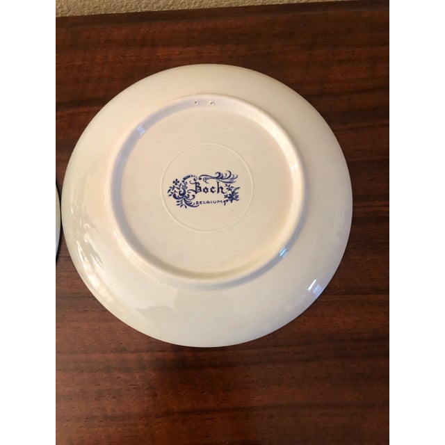 Blue 1960s Vintage Boch Belgium Freres La Louviere Delft Sea Captain & Old Women Wall Plates - Set of 2 For Sale - Image 8 of 9