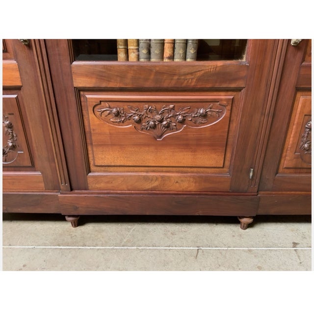 Antique Art Nouveau Walnut Bookcase, 1910 For Sale - Image 3 of 13