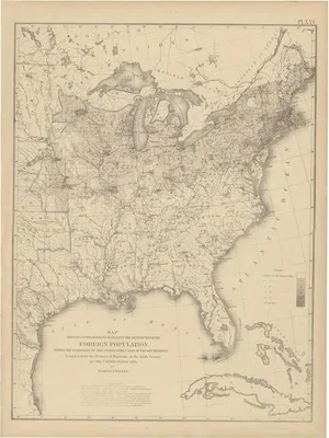 Antique Chart of the US Foreign Population in 1870