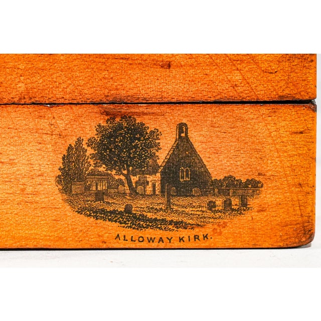 Brown Unusual Rare Large Mauchline Ware Wood Box Robert Burns Antique Victorian Souvenir Scotland Scottish For Sale - Image 8 of 15