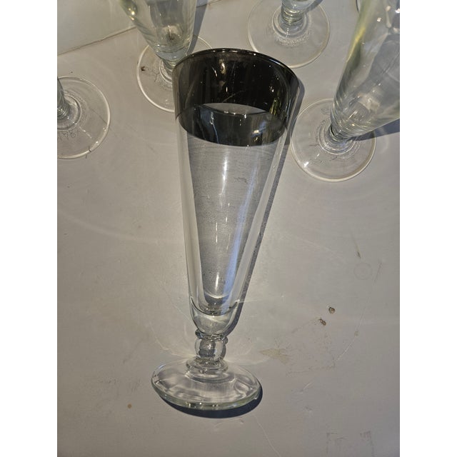 Mid 20th Century Mid 20th Century Dorothy Thorpe Style Mid Century Silver Rimmed Pilsner or Beer Glasses - Set of Six For Sale - Image 5 of 5