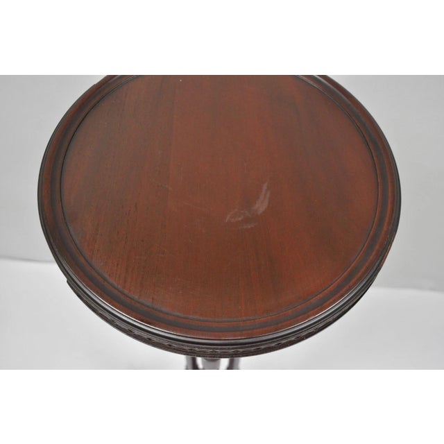 Brown Vintage Mersman Regency Style Mahogany 46" Tall Pedestal Plant Stand Table For Sale - Image 8 of 15