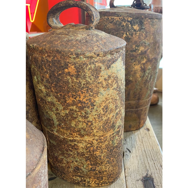 Traditional Set of 6 Antique Copper Yak Bells For Sale - Image 3 of 12