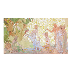 1918 Classical Art Nouveau Garden Party Painting