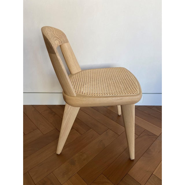 BassamFellows Armless Brutus Chair - Raw Oak & Double Caned, Italian Hand-Crafted Accent/Desk Chair For Sale - Image 4 of 11