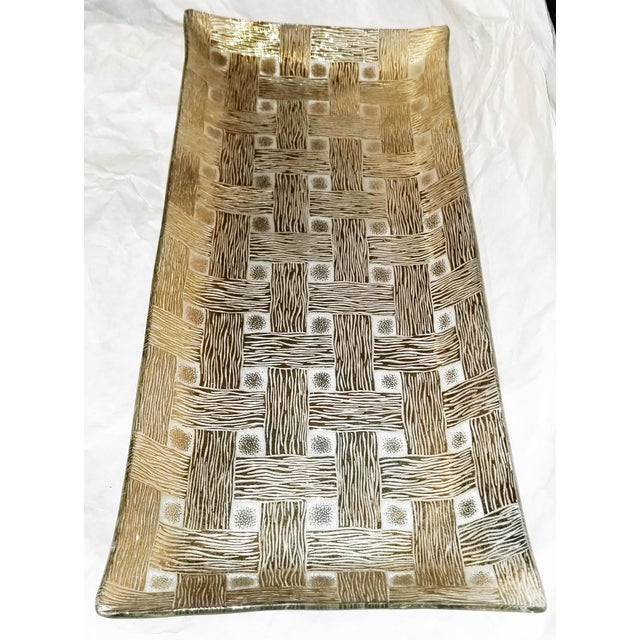 1960s 1960sMid Century Modern Gold Weave Glass Serving Platter For Sale - Image 5 of 6